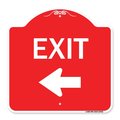 Signmission Parking Lot Sign Exit Sign Left Arrow, Red & White Aluminum Sign, 18" L, 18" H, RW-1818-23422 A-DES-RW-1818-23422